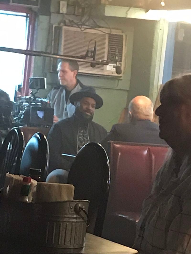 Malcolm Jamal-Warner with Mike Pniewski on the set of "The Resident" November 12, 2018. CREDIT: Rodney Ho/rho@ajc.com