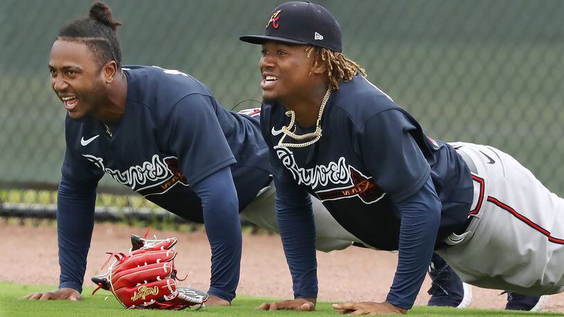 Ozzie Albies (left) and Ronald Acuna of the Braves.  Curtis Compton / ccompton@ajc.com