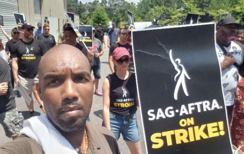 Atlanta's J. Wells Jr. on the picket line during the SAG-AFTRA strike. CONTRIBUTED