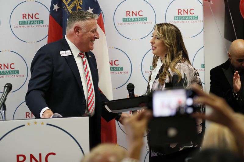 Down-ballot Republicans such as Insurance Commissioner John King, shown with Republican National Committee Chairwoman Ronna McDaniel, scored dominating wins on Tuesday. Miguel Martinez / Miguel.martinezjimenez@ajc.com