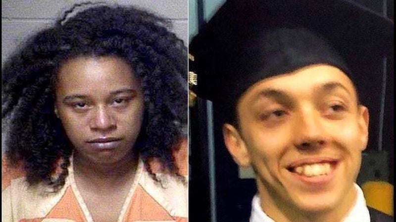 Akeyla Xemaja “KeKe” Philpot (left) has been arrested as a suspect in the murder of Austin James Nicholson (right), who was found dead inside a burning car in Paulding County.