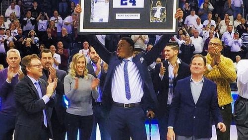 Atlanta Hawks’ Kent Bazemore had his jersey retired by Old Dominion University on Saturday (Photo from Old Dominion men’s basketball Twitter account)