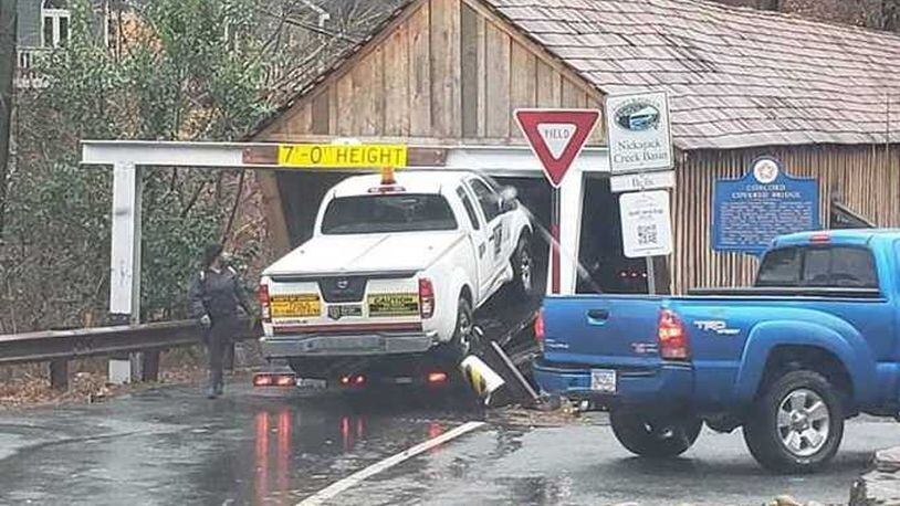 For the 13th time in 2018, someone almost hit Cobb County's historic covered bridge.