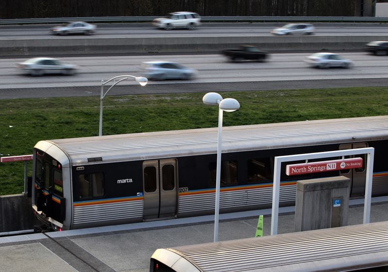 A MARTA train at North Springs station on Georgia 400, the northernmost stop on the system’s Red Line. Credit Curtis Compton/CCOMPTON@AJC.COM