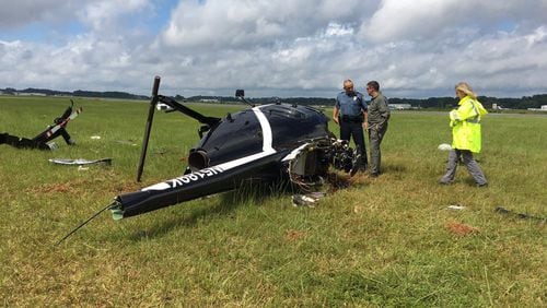 A Gwinnett County police helicopter crashed at Briscoe Field in Lawrenceville on Sept. 1.