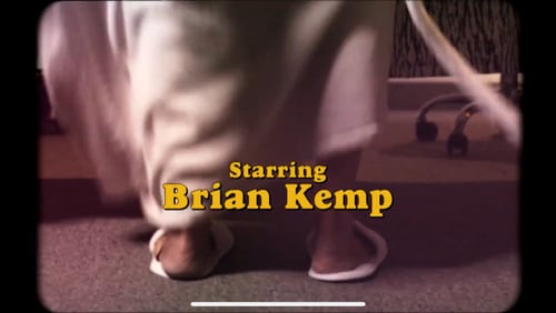 A screen shot from an anti-Brian Kemp ad.