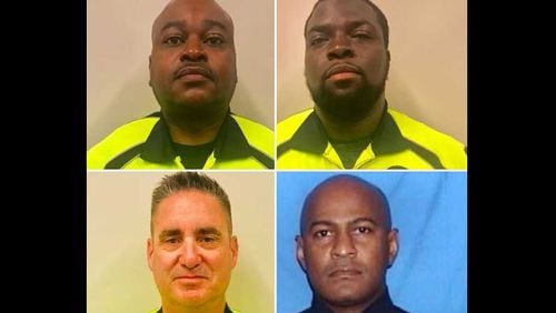 (Clockwise) MARTA police Officer in Training B. Dennis, Cpl. M. Woodward,  Sgt. L. Martin and Officer K. Softley,.