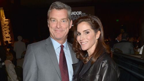 Tony Ressler, with his wife actress Jami Gertz, purchased the Hawks in 2015, (Photo by Michael Buckner/Getty Images for USC Shoah Foundation)