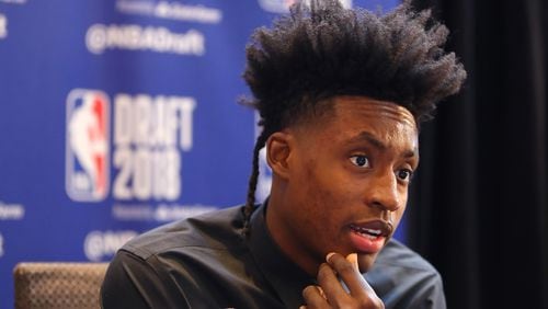 Collin Sexton speaks to the media before the 2018 NBA Draft at the Grand Hyatt New York Grand Central Terminal on June 20, 2018 in New York City.