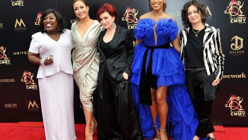 Sheryl Underwood, from left, Carrie Ann Inaba, Sharon Osbourne, Eve and Sara Gilbert arrive at the 46th annual Daytime Emmy Awards at the Pasadena Civic Center, Sunday, May 5, 2019, in Pasadena, Calif. (Photo by Richard Shotwell/Invision/AP)