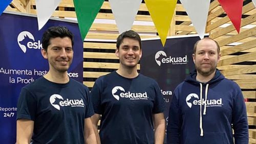 SPECIAL TO THE AJC/Founders of Eskuad  
L-R, Donald Inostroza, chief technology officer; founder and CEO Max Echeverría and David Osorio, lead software developer.