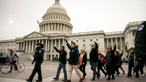 A rally in support of the Deferred Action for Childhood Arrivals program outside the U.S. Capitol on Dec. 6, 2017. (Al Drago/The New York Times)