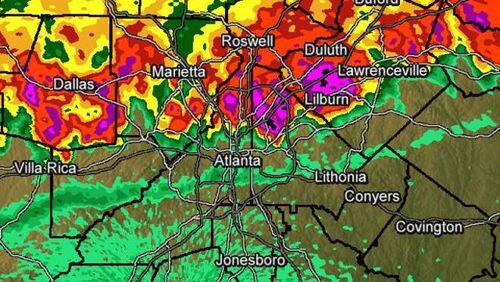 Residents in metro Atlanta reported downed trees, power outages and lightning strikes. (Credit: Channel 2 Action News)