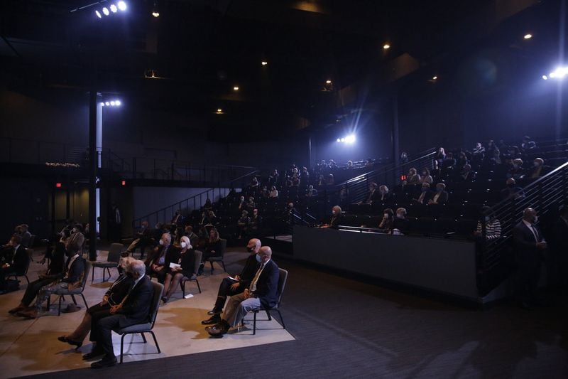 About 315 people were at the memorial service at Passion City Church for evangelist and Christian apologist Ravi Zacharias on Friday, May 29, 2020, in Atlanta. Masks and social distancing were among the safety measures. AP PHOTO / BRYNN ANDERSON