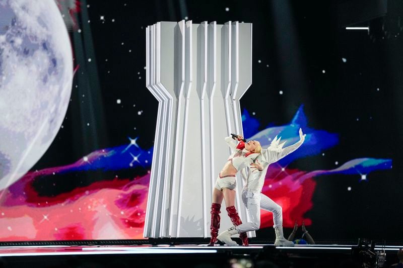 LUNA of Poland performs the song The Tower during the first semi-final at the Eurovision Song Contest in Malmo, Sweden, Tuesday, May 7, 2024. (AP Photo/Martin Meissner)