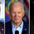 This combination of photos shows former President Donald Trump in New York, April 23, 2024, from left, President Joe Biden in Scranton, Pa., April 16, 2024, and former President Jimmy Carter, July 10, 2021, in Plains, Ga. Trump is running against Biden, but Trump, the presumptive Republican nominee, keeps bringing up Carter. Trump likes to cite the 99-year-old former president as a measuring stick to belittle Biden. (AP Photo)