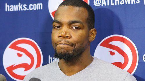 Hawks Paul Millsap, who will be a free agent July 1st, takes questions from the media during team exit interviews on Thursday, May 28, 2015, in Atlanta. Curtis Compton / ccompton@ajc.com