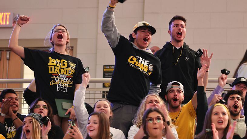 Kennesaw State University students cheer on the men's basketball team during its Friday game in the NCAA Tournament. Photo by Natrice Miller