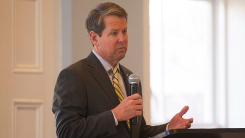Secretary of State Brian Kemp addresses the public during a transportation policy forum at the Georgia Freight Depot in Atlanta, Georgia on Wednesday, January 24, 2018. The forum served as a chance for governor and lieutenant governor candidates to voice their plans for transportation policies if elected. (REANN HUBER/REANN.HUBER@AJC.COM)