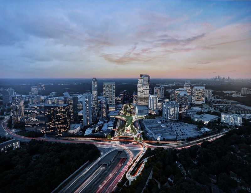 Design illustration for HUB404 project in Buckhead provided by Rogers Partners, Architects+Urban Designers. It would be built above Ga. 400 and the Buckhead MARTA station.