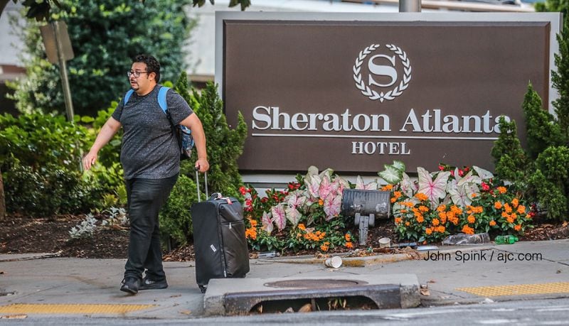 Joel Gonzalez was turned away Tuesday morning from the Sheraton Atlanta Hotel on Courtland Street.