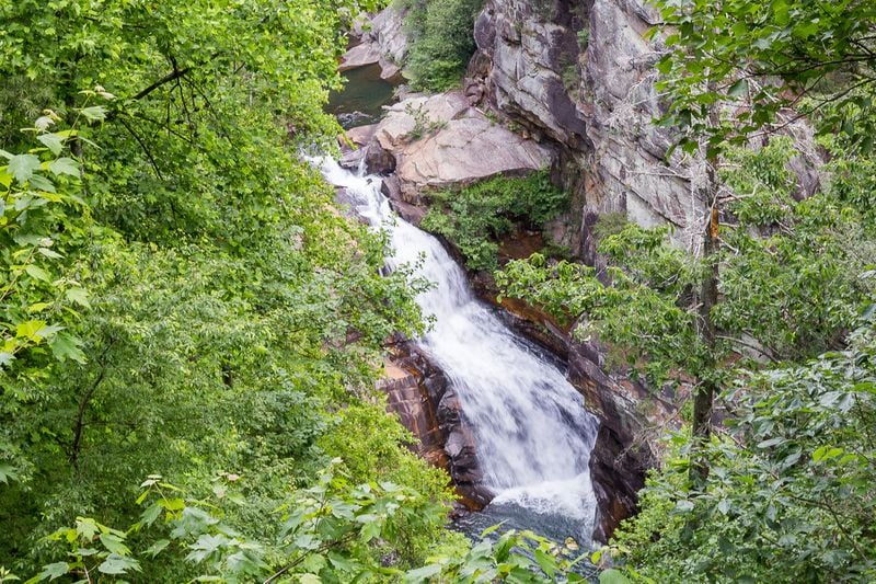 Tempesta Falls, Tallulah Gorge's second tallest waterfall, cascades more than 70 feet over boulders and sheer rock faces.