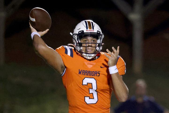 August 20, 2021 - Kennesaw, Ga: North Cobb quarterback Malachi Singleton (3) attempts a pass during the first half against Buford at North Cobb high school Friday, August 20, 2021 in Kennesaw, Ga.. JASON GETZ FOR THE ATLANTA JOURNAL-CONSTITUTION