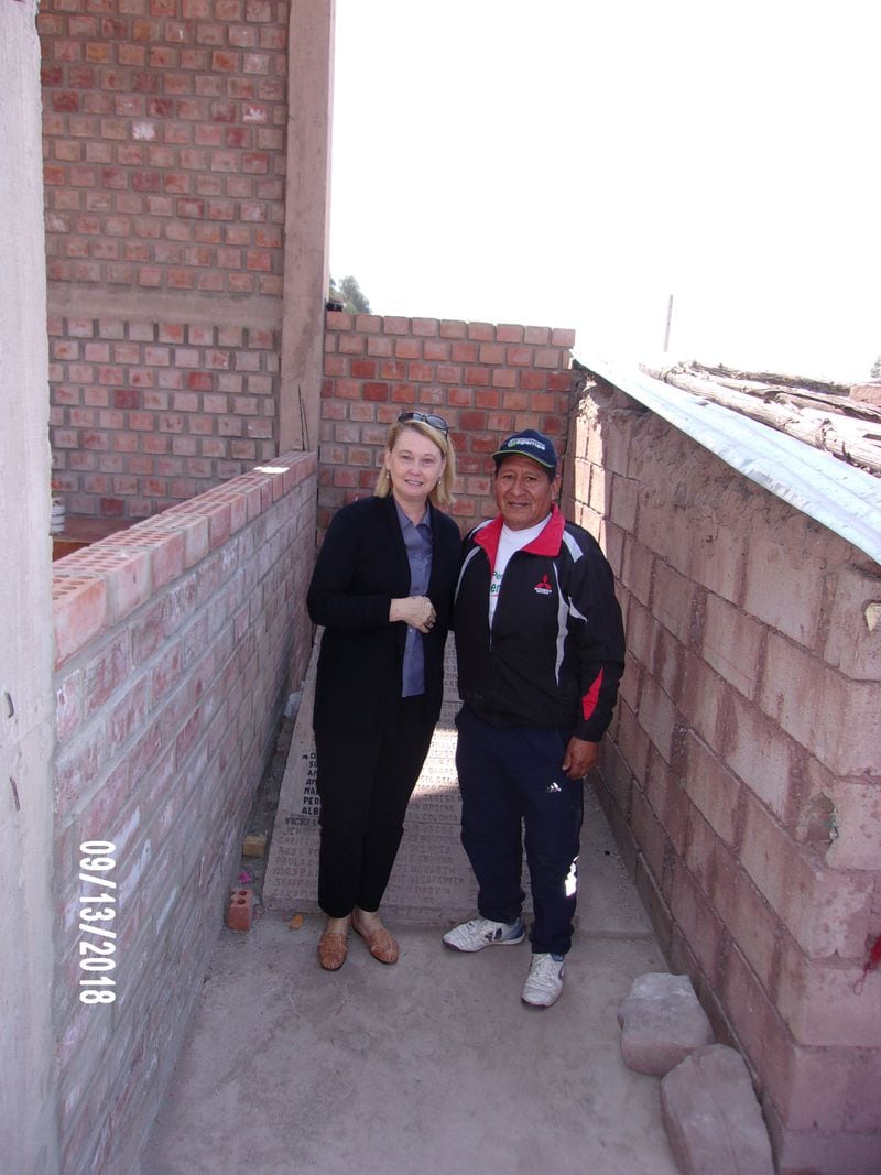 Paula with Mario Cruz Quillahuaman, a man who witnessed the plane crash.CONTRIBUTED