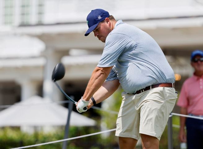 Toby Walker, Australia, who finished 24th, hits from the 10th tee during the final round of the Dogwood Invitational Golf Tournament in Atlanta on Saturday, June 11, 2022.   (Bob Andres for the Atlanta Journal Constitution)