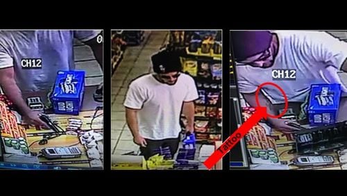 Police say they have identified a man who grabbed a 12-pack of beer before robbing a Texaco at gunpoint in Gwinnett County. (Credit: Gwinnett County police)