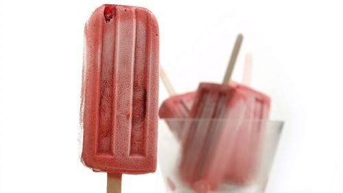 Strawberries, both fresh and freeze-dried, create the flavor base for these frozen pops. Coconut milk provide some richness and body.(E. Jason Wambsgans/Chicago Tribune/TNS)