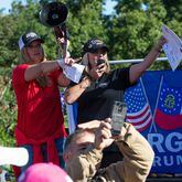 Rally Speakers talk to the crowd at a MAGA Drag the Interstate event in support of President Trump in Kennesaw on Saturday, October 3, 2020.  STEVE SCHAEFER / SPECIAL TO THE AJC