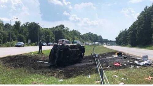 A 76-year-old Lawrenceville woman was killed Saturday after being thrown from an SUV during a crash on I-85 in South Carolina.