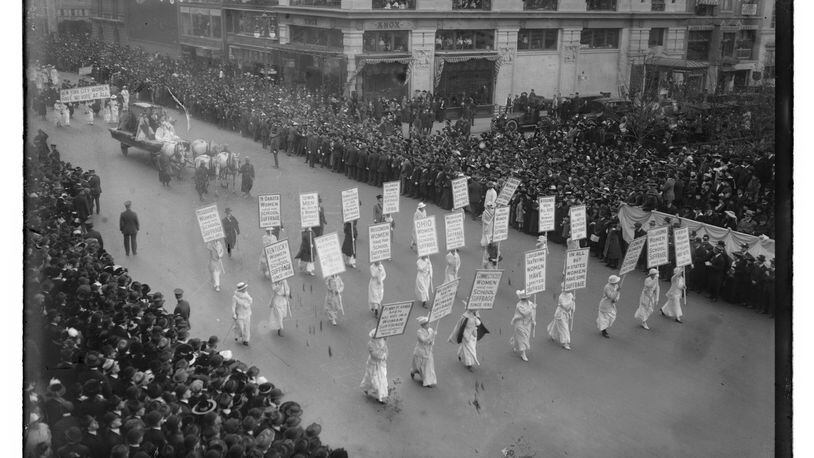A women’s suffrage parade in 1915. (Bain News Service/Library of Congress Collection)