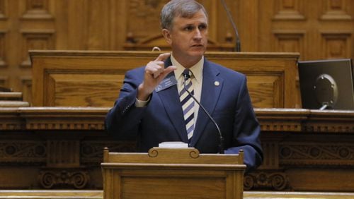 State Sen. Marty Harbin, who introduced a 'religious liberty' bill, debates the bill on Feb. 22, 2017 in the Georgia Capitol.