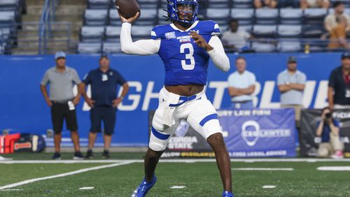 Georgia State quarterback Darren Grainger (shown here in the Panthers' Aug. 31 victory over Rhode Island) was named Sun Belt offensive player of the week Monday, Sept. 18 - two days after the team's record-setting win over Charlotte.