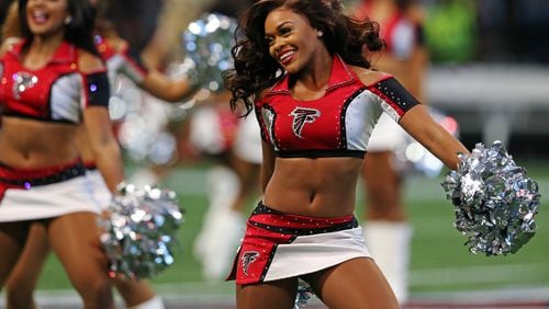 A Falcons cheerleader dances.  Christina Matacotta/Christina.Matacotta@ajc.com