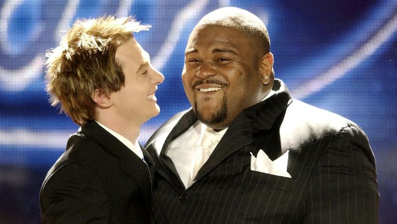 Clay Aiken and Ruben Studdard during the final of season two of "American Idol" in May 2003. They are coming to the Buckhead Theatre in Atlanta Jan. 24, 2024 to perform together again. FOX