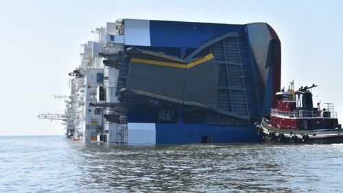 The capsized Golden Ray ship has been in the Georgia port since September 2019. Plans are to cut the ship into pieces to remove it from the water.