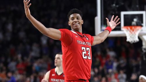 Jarrett Culver of the Texas Tech Red Raiders celebrates late in the second half against the Michigan State Spartans. (Photo by Streeter Lecka/Getty Images)