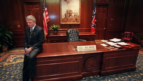 Gov. Zell Miller in a moment of thought in his office prior to the unveiling of his official portrait on Dec. 30, 1998. RICH ADDICKS / AJC