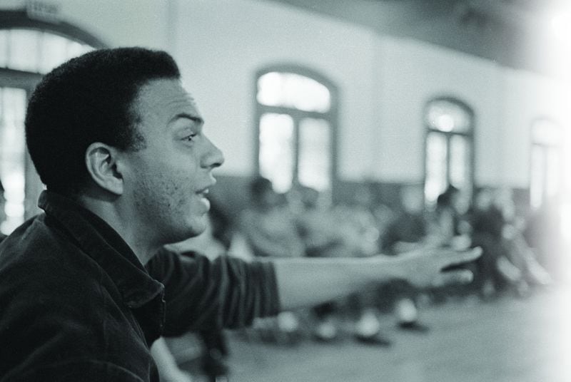 Andrew Young speaking in a classroom in Frogmore, South Carolina, in 1966. From the book “The Many Lives of Andrew Young.” Copyright © 2022 by Ernie Suggs. Reprinted by permission of NewSouth Books. (Bob Fitch, Stanford University Collection)