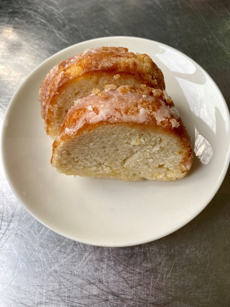Infusion Crab ATL serves a lovely lemon pound cake made by a relative of the restaurant owner. Wendell Brock for The Atlanta Journal-Constitution