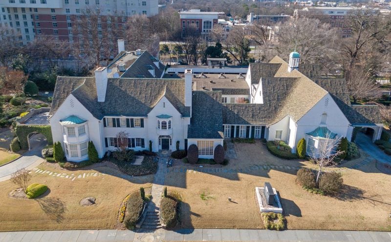 January 7, 2020 Atlanta - Aerial photo of H.M. Patterson & Son-Spring Hill Chapel at 1020 Spring Street NW on Tuesday, January 7, 2020. A 91-year-old Midtown mortuary will be converted into an entertainment and food space as part of an Atlanta developerâ€™s plans to build a mixed-used property that includes residential, office and hotel space. H.M. Patterson & Sons-Spring Hill Mortuary will close its doors Friday, an employee with the mortuary said. The property was designated a historic landmark in 2018. Atlanta-based developer Portman Holdings purchased the property in December but said it plans to change the exterior of the building. (Hyosub Shin / Hyosub.Shin@ajc.com)