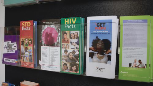 Views of educational pamphlets sit on a shelf at a Title X clinic. Title X is a federal grant program that funds comprehensive family planning services and preventative health services for low income patients, including contraception, breast and cervical cancer screenings, testing and treatment for sexually transmitted infections, and pregnancy testing and counseling. (Natrice Miller/ Natrice.miller@ajc.com)