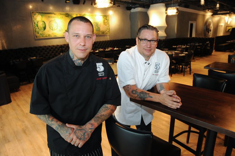 Executive Chefs Jamie Lynch (left) and R. J. Cooper at 5Church Atlanta. (BECKY STEIN PHOTOGRAPHY)