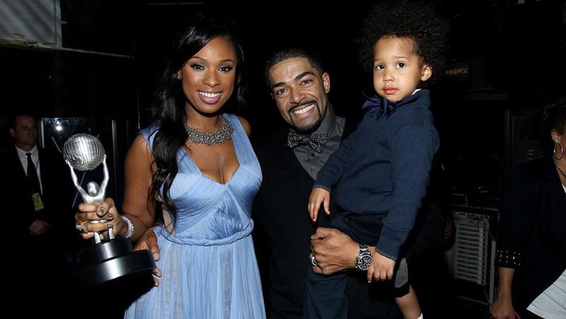 LOS ANGELES, CA - FEBRUARY 17: (L-R) Singer Jennifer Hudson, winner of the Outstanding Album award, David Otunga, and son David Daniel Otunga Jr. attend the 43rd NAACP Image Awards held at The Shrine Auditorium on February 17, 2012 in Los Angeles, California.  (Photo by Mark Davis/Getty Images for NAACP Image Awards)