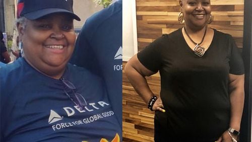 In the photo on the left, taken in October, Kimberly D. Boykin weighed 326 pounds. In the photo on the right, taken this month, she weighed 220 pounds. (All photos contributed by Kimberly D. Boykin).