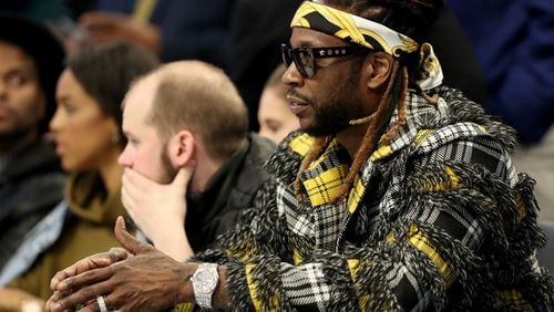 2 Chainz watches the action during the NBA All-Star game as part of the 2019 NBA All-Star Weekend at Spectrum Center on Feb. 17, 2019 in Charlotte, North Carolina.  (Photo by Streeter Lecka/Getty Images)