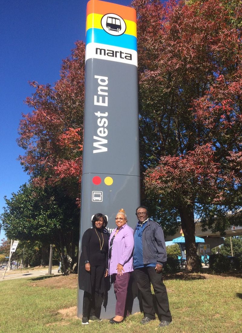 Longtime West End residents (from left) Kay Wallace, Joanne Rhone and Karl Barnes oppose adding the names of Juanita and Ralph David Abernathy to the local MARTA station. 